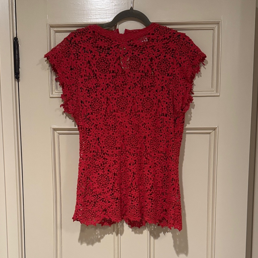 Velvet Red Crochet Blouse